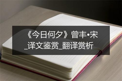 《今日何夕》曾丰•宋_译文鉴赏_翻译赏析