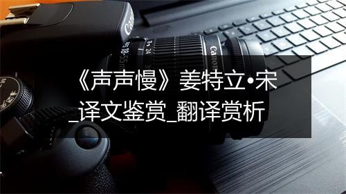 《声声慢》姜特立•宋_译文鉴赏_翻译赏析