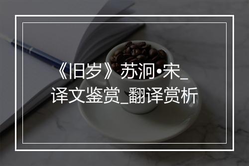 《旧岁》苏泂•宋_译文鉴赏_翻译赏析