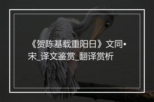 《贺陈基载重阳日》文同•宋_译文鉴赏_翻译赏析