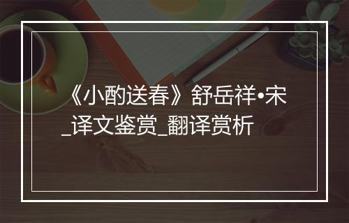 《小酌送春》舒岳祥•宋_译文鉴赏_翻译赏析