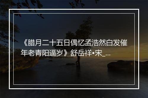 《腊月二十五日偶忆孟浩然白发催年老青阳逼岁》舒岳祥•宋_译文鉴赏_翻译赏析