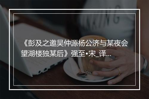 《彭及之邀吴仲源杨公济与某夜会望湖楼独某后》强至•宋_译文鉴赏_翻译赏析