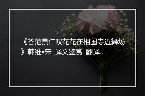 《答范景仁叹花花在相国寺近舞场》韩维•宋_译文鉴赏_翻译赏析