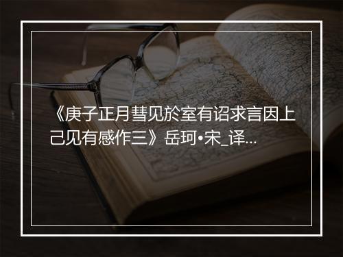 《庚子正月彗见於室有诏求言因上己见有感作三》岳珂•宋_译文鉴赏_翻译赏析