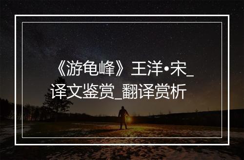 《游龟峰》王洋•宋_译文鉴赏_翻译赏析