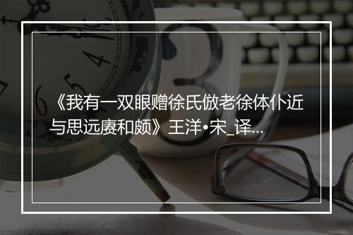 《我有一双眼赠徐氏倣老徐体仆近与思远赓和颇》王洋•宋_译文鉴赏_翻译赏析