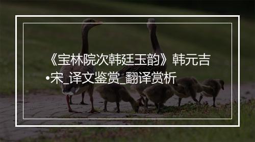 《宝林院次韩廷玉韵》韩元吉•宋_译文鉴赏_翻译赏析