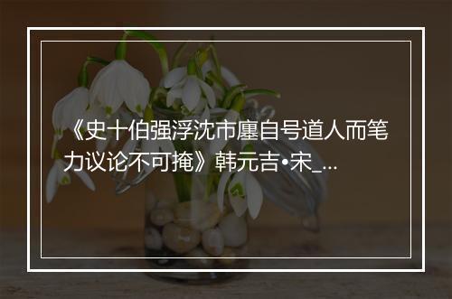 《史十伯强浮沈市廛自号道人而笔力议论不可掩》韩元吉•宋_译文鉴赏_翻译赏析