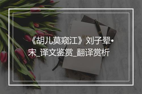 《胡儿莫窥江》刘子翚•宋_译文鉴赏_翻译赏析