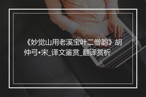 《妙觉山用老溪宝叶二僧韵》胡仲弓•宋_译文鉴赏_翻译赏析