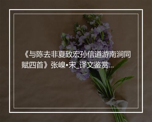 《与陈去非夏致宏孙信道游南涧同赋四首》张嵲•宋_译文鉴赏_翻译赏析