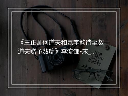 《王正卿何道夫和嘉字韵诗至数十道夫赠予数篇》李流谦•宋_译文鉴赏_翻译赏析