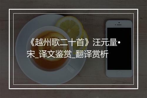 《越州歌二十首》汪元量•宋_译文鉴赏_翻译赏析