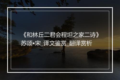 《和林丘二君会程坦之家二诗》苏颂•宋_译文鉴赏_翻译赏析