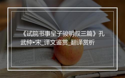 《试院书事呈子骏明叔三篇》孔武仲•宋_译文鉴赏_翻译赏析