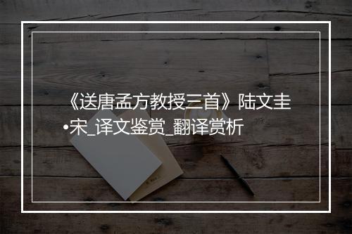 《送唐孟方教授三首》陆文圭•宋_译文鉴赏_翻译赏析