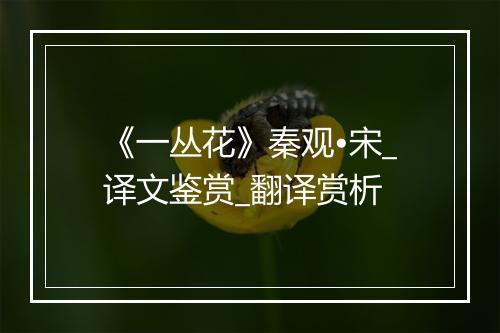 《一丛花》秦观•宋_译文鉴赏_翻译赏析