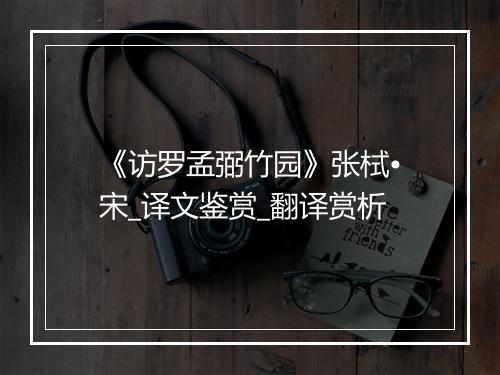 《访罗孟弼竹园》张栻•宋_译文鉴赏_翻译赏析