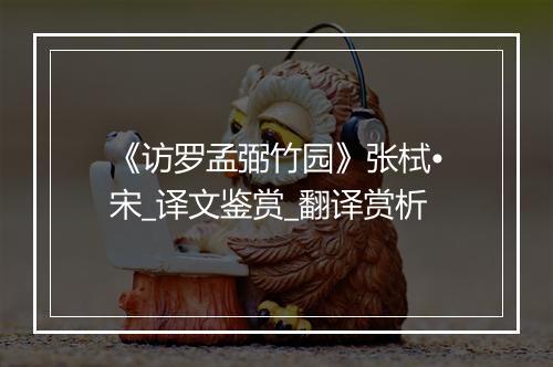 《访罗孟弼竹园》张栻•宋_译文鉴赏_翻译赏析