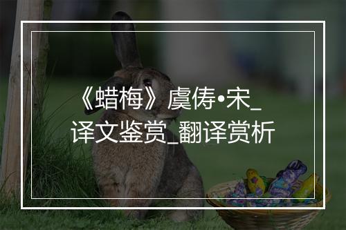 《蜡梅》虞俦•宋_译文鉴赏_翻译赏析