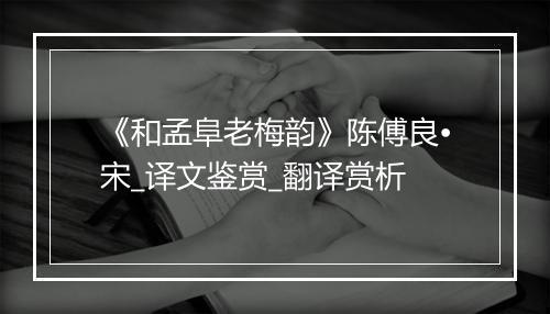 《和孟阜老梅韵》陈傅良•宋_译文鉴赏_翻译赏析