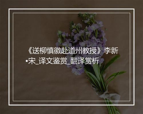 《送柳慎徽赴道州教授》李新•宋_译文鉴赏_翻译赏析