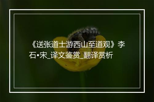 《送张道士游西山至道观》李石•宋_译文鉴赏_翻译赏析