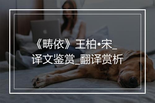 《畴依》王柏•宋_译文鉴赏_翻译赏析