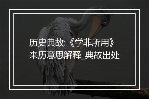 历史典故:《学非所用》来历意思解释_典故出处