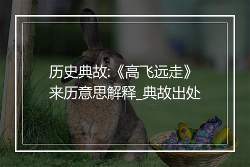 历史典故:《高飞远走》来历意思解释_典故出处