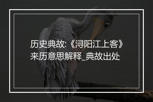 历史典故:《浔阳江上客》来历意思解释_典故出处