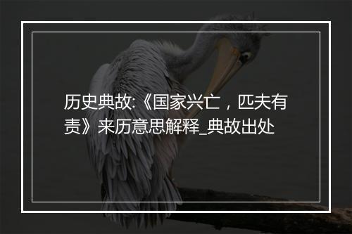 历史典故:《国家兴亡，匹夫有责》来历意思解释_典故出处