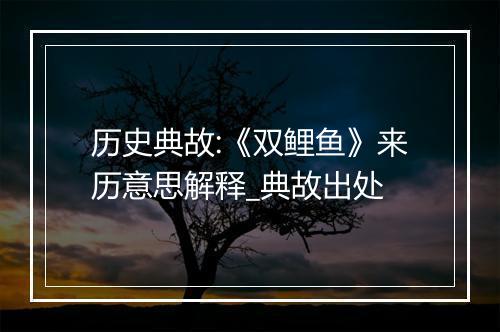 历史典故:《双鲤鱼》来历意思解释_典故出处