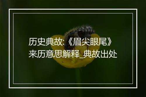 历史典故:《眉尖眼尾》来历意思解释_典故出处