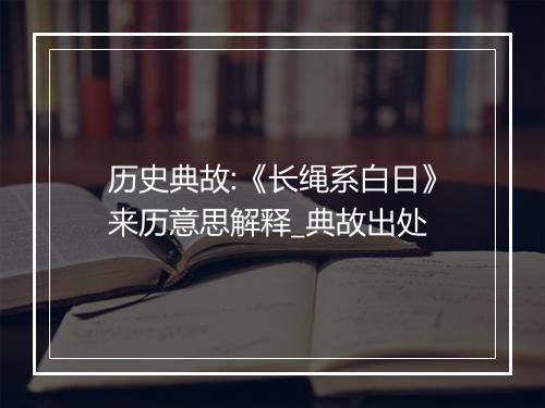 历史典故:《长绳系白日》来历意思解释_典故出处