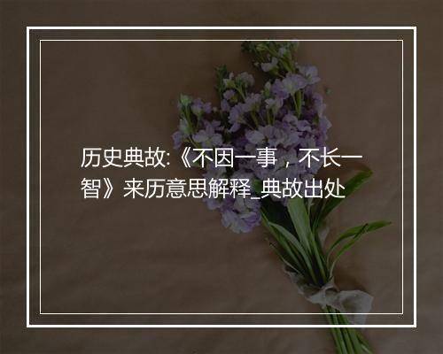 历史典故:《不因一事，不长一智》来历意思解释_典故出处