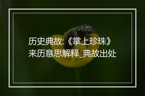 历史典故:《掌上珍珠》来历意思解释_典故出处