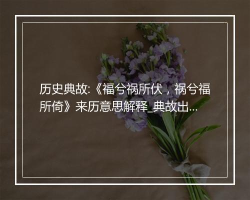 历史典故:《福兮祸所伏，祸兮福所倚》来历意思解释_典故出处