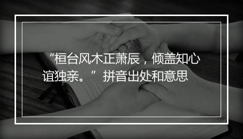 “桓台风木正萧辰，倾盖知心谊独亲。”拼音出处和意思