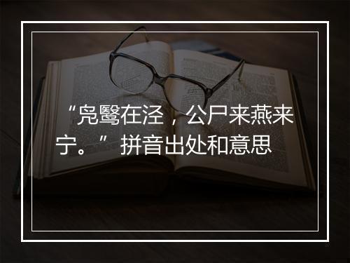 “凫鹥在泾，公尸来燕来宁。”拼音出处和意思