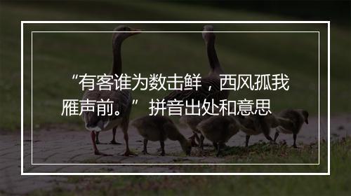 “有客谁为数击鲜，西风孤我雁声前。”拼音出处和意思