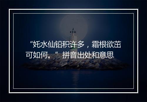 “奼水仙铅积许多，霜根欲茁可如何。”拼音出处和意思