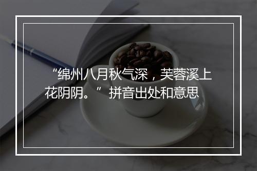 “绵州八月秋气深，芙蓉溪上花阴阴。”拼音出处和意思