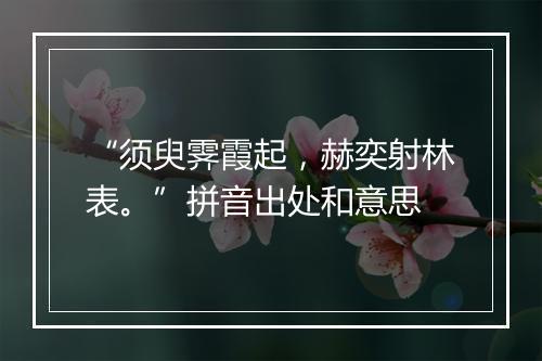 “须臾霁霞起，赫奕射林表。”拼音出处和意思