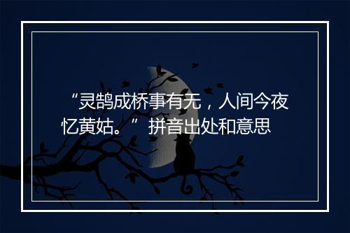 “灵鹄成桥事有无，人间今夜忆黄姑。”拼音出处和意思