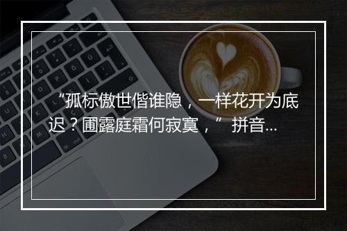 “孤标傲世偕谁隐，一样花开为底迟？圃露庭霜何寂寞，”拼音出处和意思