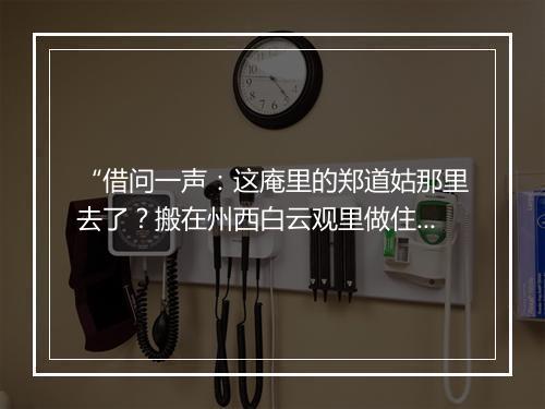 “借问一声：这庵里的郑道姑那里去了？搬在州西白云观里做住持去了。”拼音出处和意思