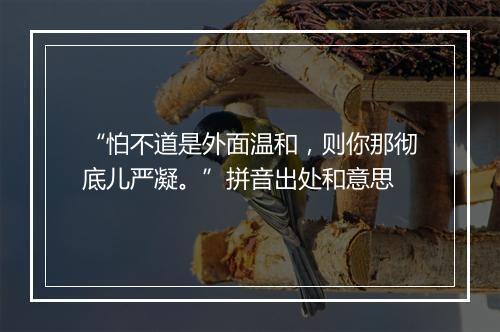 “怕不道是外面温和，则你那彻底儿严凝。”拼音出处和意思