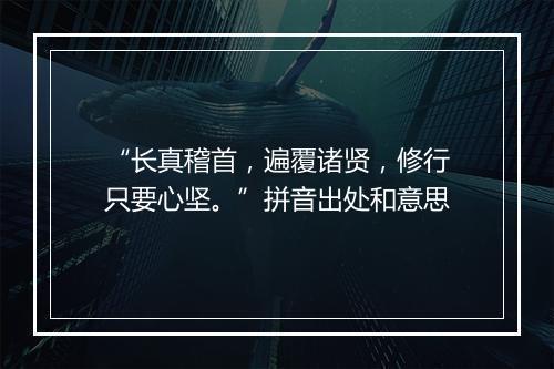 “长真稽首，遍覆诸贤，修行只要心坚。”拼音出处和意思